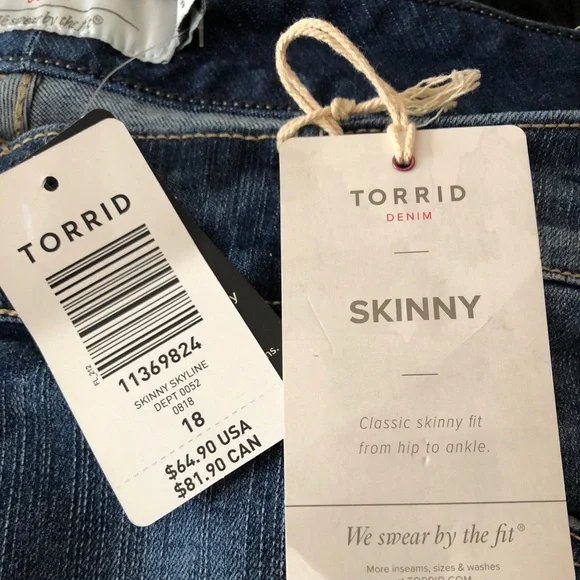 Torrid Jeans Womens 18 R Skinny Skyline Stretch Blue Jeans Comfort Med Dark Wash - Picture 5 of 11
